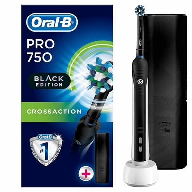 Oral-B Pro 750 Elektrische Zahnbürste Black Edition Bonus Reise-Etui schwarz