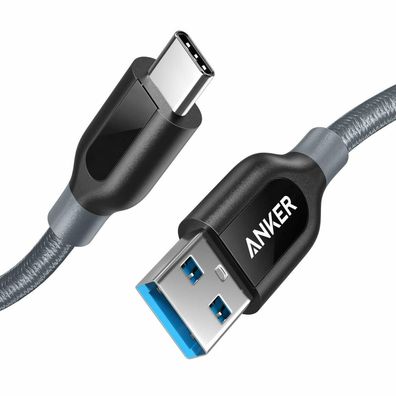 Anker Powerline+ USB C auf USB 3.0 A 90 cm Ladekabel MacBook Android HTC LG Grau
