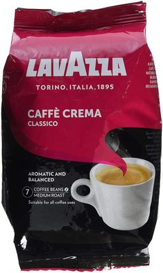 Lavazza Caffè Crema Classico Bohne Kaffeebohnen für Vollautomaten 1 kg 1er Pack