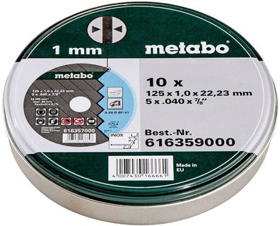Metabo Trennscheiben Universalscheibe 125 x 1,0 x 22,23 mm 10 Stück in Blechdose