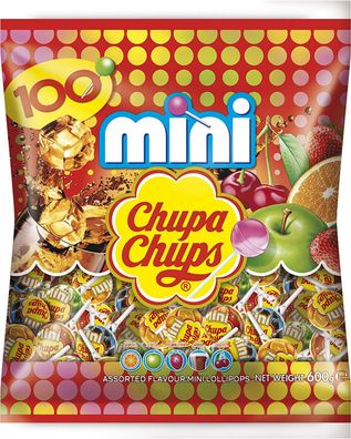 Chupa Chups Mini Classic Lutscher Lollis 5 Geschmacksrichtungen 100er Beutel