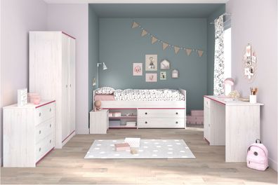 Kinderzimmer Smoozy 36 Parisot 5tlg Bett + Kommoden + Schreibtisch + Kleiderschrank