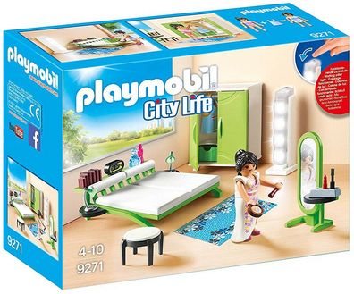 Playmobil City Life 9271 Schlafzimmer Schminkspiegel funktionsfähige Lichtsäule