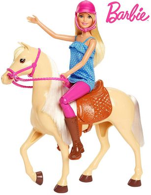 Barbie FXH13 Puppe mit Pferd Mähne beweglich Puppenzubehör Spielzeug ab 3 Jahren