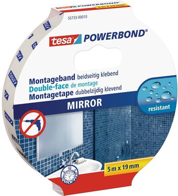 Tesa Powerbond Mirror Doppelseitiges Montageband Spiegelklebeband 5 m x 19 mm