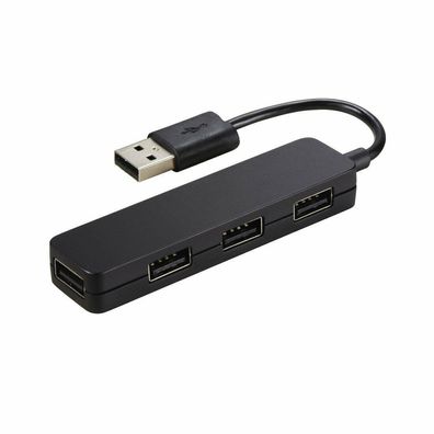 Hama USB 2.0 4-fach Hub Slim Externer 4 Port Verteiler Adapter Windows schwarz