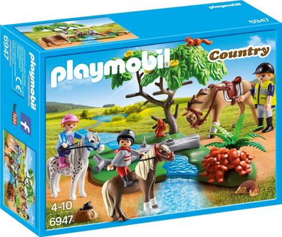 Playmobil Country 6947 Fröhlicher Ausritt 3 Figuren 8 Tiere Ponys Pferde Zubehör