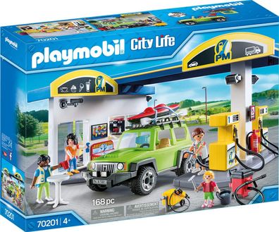 Playmobil City Life 70201 Große Tankstelle mit Auto Ergänzungsset Spielset