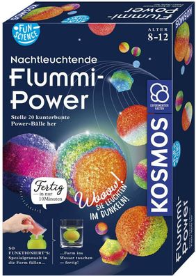 KOSMOS 654108 Fun Science Nachtleuchtende Flummi-Power Experimentierset 9 Farben
