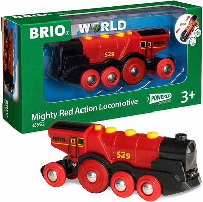 BRIO World 33592 Rote Lola elektrische Lokomotive Holzeisenbahn Licht Sound