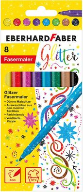 Eberhard Faber 551008 Glitzer Fasermaler Glitzerstifte Kartonetui 8er Pack