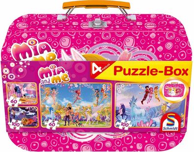 Schmidt Spiele 56510 Mia & Me 4er Kinder-Puzzle-Box 2x60 2x100 Teile Koffer