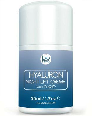 Bioniva Hyaluronsäure Nachtcreme Nachtpflege Gesicht Anti-Aging Falten 50 ml