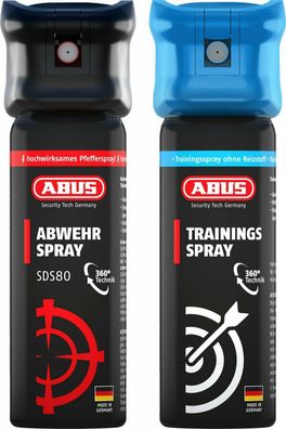 ABUS 78095 Abwehrspray SDS80 Pfefferspray KO Spray Trainigsspray 2 x 45 ml