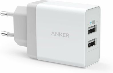 Anker 24W 2 Port USB Ladegerät PowerIQ Quick Charge 2.0 iPhone Android Weiß