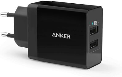 Anker 24W 2 Port USB Ladegerät PowerIQ Quick Charge 2.0 iPhone Android Schwarz