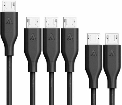 Anker PowerLine Micro-USB Kabel-Set 0.3-1.8m Android Samsung Schwarz 6er Pack