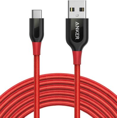 Anker Powerline+ USB-C auf USB-A 2.0 Ladekabel 3m Android MacBook Sony LG Rot