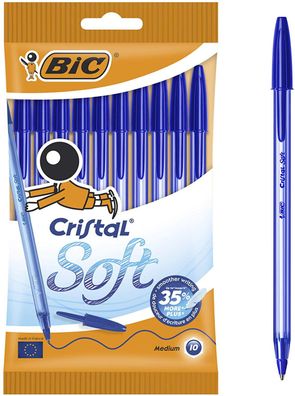 BIC 918532 Kugelschreiber Cristal Soft Strichstärke 0,45 mm Blau 10er Pack