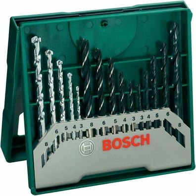 Bosch 2607019675 Mini-X-Line Mixed-Bohrer-Set Metall Holz Stein 15-teilig