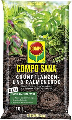 COMPO SANA Grünpflanzen Palmenerde 8 Wochen Dünger Kultursubstrat 10 Liter