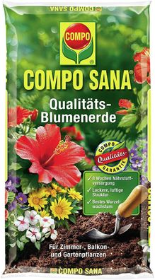 COMPO SANA Qualitäts-Blumenerde 8 Wochen Nährstoffversorgung Pflanzen 10 Liter