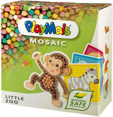 PlayMais 160180 Mosaic Little Zoo Kinder-Bastelset Naturprodukt ab 3 Jahren