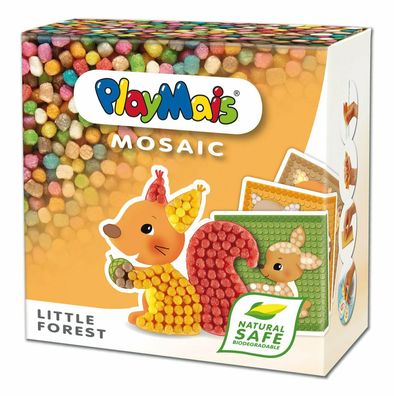 PlayMais 160256 Mosaic Little Forest Kinder-Bastelset Naturprodukt ab 3 Jahren