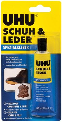 UHU 46680 Schuh Leder Gummi Spezialkleber Temperatur Wasserbeständig Tube 30 g