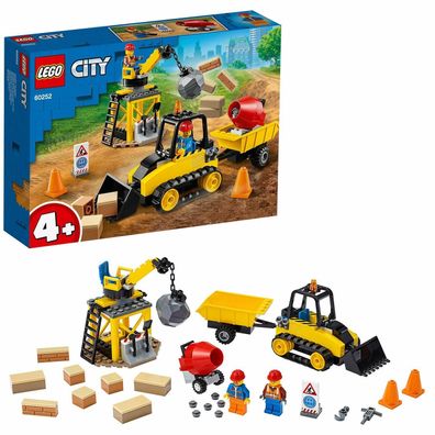 LEGO City 60252 Bagger auf der Baustelle Minifigur Spielzeug Spielset ab 4 Jahre