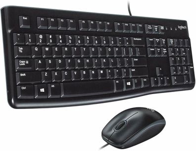 Logitech MK120 Tastatur Maus Set Kabelgebunden Optisch USB PC Laptop schwarz