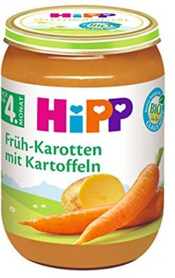 HiPP Früh-Karotten Kartoffeln Babynahrung 4 Monat Gemüse Püree Glas 6 x 190 g