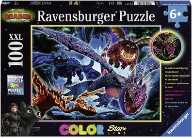 Ravensburger 13710 Color Star Leuchtende Dragons Kinder Puzzle 100 XXL Teile