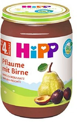 HiPP Pflaume Birne Babynahrung 4 Monat Früchte Püree Glas 6 x 190 g 6er Pack
