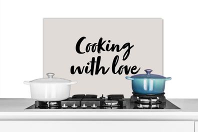 Spritzschutz Küchenrückwand - 60x40 cm Zitate - Liebe - Kochen mit Liebe - Sprichwört