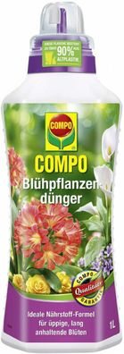 COMPO Blühpflanzendünger Pflanzen Zimmer Balkon Terrasse Flüssigdünger 1 Liter
