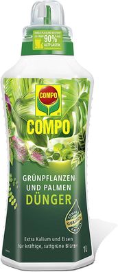 COMPO Grünpflanzen Palmendünger Zimmer Balkon Terrasse Flüssigdünger 1 Liter