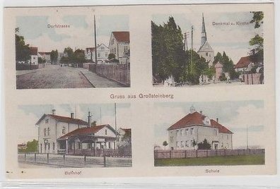 66821 Mehrbild Ak Gruß aus Großsteinberg Bahnhof, Schule, Denkmal, Kirche, 1927