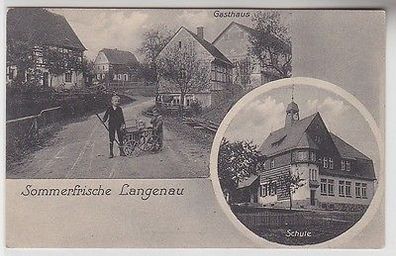 67117 Mehrbild Ak Sommerfrische Langenau Gasthaus und Schule 1912