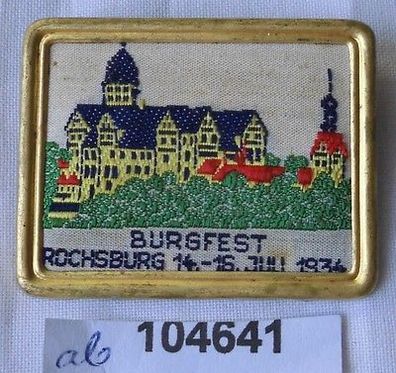 gesticktes Blech Abzeichen Burgfest Rochsburg 14.-16. Juli 1934 (104641)