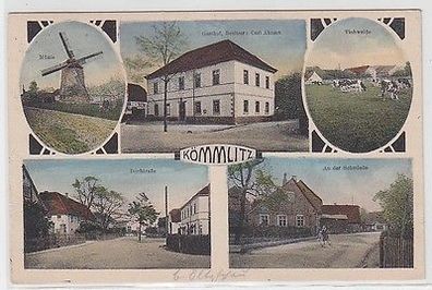 67757 Mehrbild Ak Kömmlitz Windmühle, Gasthof, Viehweide usw. 1919