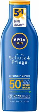 Nivea Sun Schutz & Pflege Sonnenmilch Sonnencreme Lichtschutzfaktor 50+ 200 ml