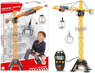 Dickie Toys 203462412 Mega Crane elektrischer Spielzeug Kran ferngesteuert 120cm