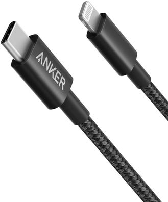 Anker USB C auf Lightning Kabel Nylon Ladekabel MFi iPad iPhone Schwarz 100cm