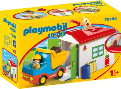 Playmobil 1.2.3 70184 LKW mit Sortiergarage Minifigur Spielzeug Spielset Motorik
