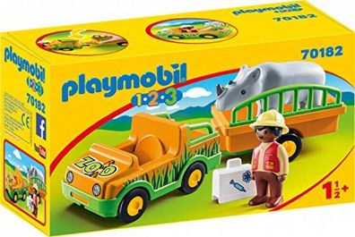 Playmobil 1.2.3 70182 Zoofahrzeug Nashorn Spielzeug Spielfigur Tiere Motorik