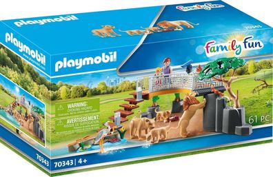 Playmobil Family Fun 70343 Löwen im Freigehege Lichteffekte Spielset 61 Teile