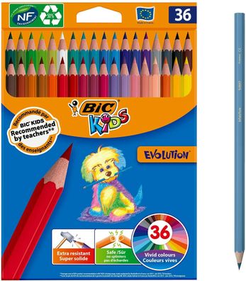 Bic Kids Evolution Buntstifte Set Farbstifte Bruchsichere Mine 36 Farben Schule
