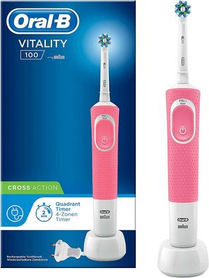 Oral-B Vitality 100 CrossAction Elektrische Zahnbürste Aufsteckbürste weiß pink