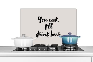 Spritzschutz Küchenrückwand - 60x40 cm Zitate - Sprichwörter - Bier - Kochen - Du koc
